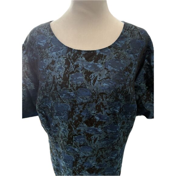 24W Women’s Formal Nandi Ashro Blue Black Metallic Dress Duster Jacket NWT - Picture 2 of 6